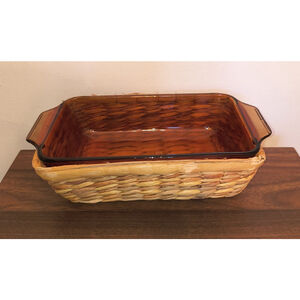 Anchor Hocking Harvest Basket Buffet Amber Brown Glass 9x5 Deep Loaf Baking Dish